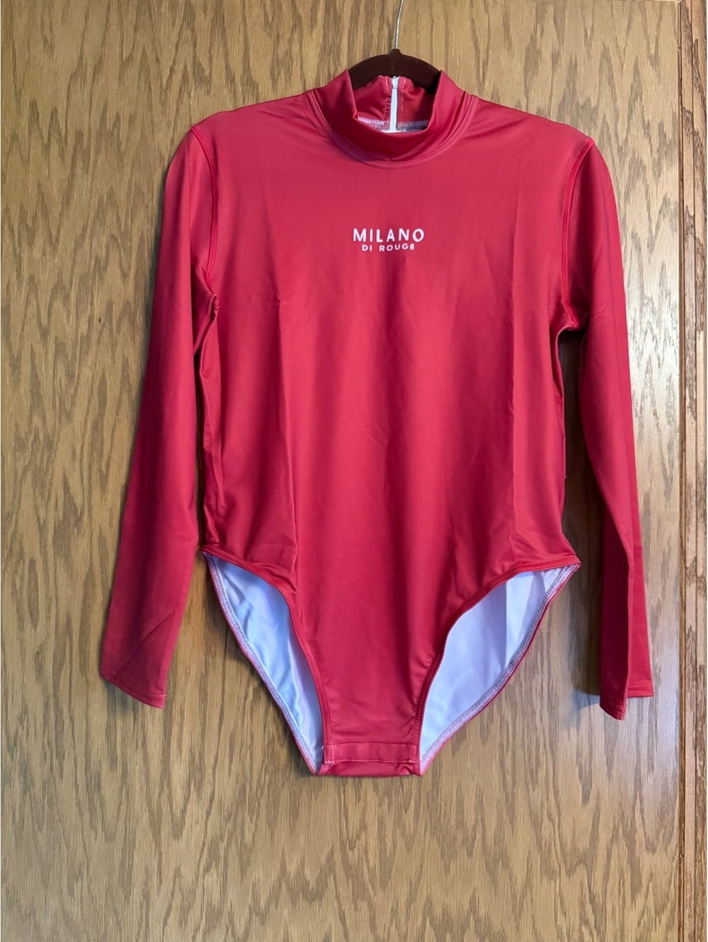 MILANO DI ROUGE Long Sleeve Mock Neck Bodysuit Red Size Large NWT - Picture 3 of 6